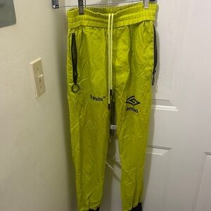 Off white umbro Neon Yellow Joggers with Black Details